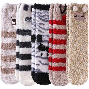 Women Colorful Soft Cozy Fluffy Winter Warm Slipper Socks Home Sleeping Animal